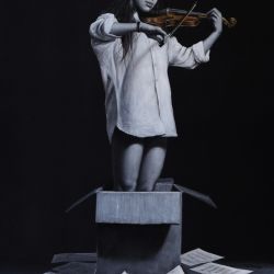 HEN: LEARNING VIOLIN 116 x 89 cm