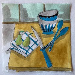 20x20 cm peres i coberts blaus